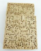 A 19thC Chinese Canton carved ivory card case, 7.5 x 11.