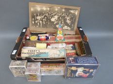 A large collection of vintage consumer products in original packaging,