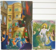 Cecil Riley (1917-2015) oil or acrylic on board 'The Visitor',