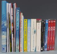 A quantity of books and DVDs relating to Antartica including Captain Scott's Last Expeditions etc
