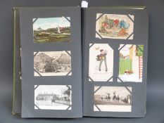 A large Edwardian postcard album including humorous, topographical, GB and Europe, railways,