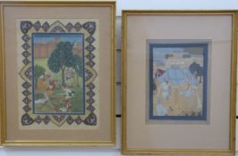 Two Indian watercolours of figural scenes,