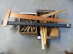 A quantity of vintage tools including rules, squares,