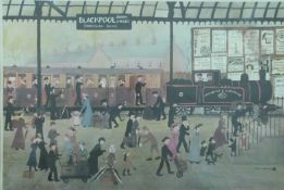 Helen Bradley signed print 'Blackpool South Shore (Waterloo Road) Railway Station' with gallery