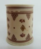 An ivory cotton reel holder with pierced top and gilt decoration,