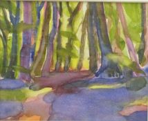 Carolyn White (1945-2013) watercolour 'Bluebell Woods, Elcombe,