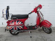 Vespa P125X scooter registration number DBU 148V odometer currently reading circa 57,000 miles,