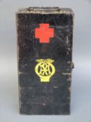 A vintage AA first aid kit in tin box, with instructions dated 1959,