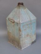 A vintage pyramid top petrol or oil can,