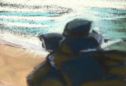 Carolyn White (1945-2013) pastel 'Pedne Rocks April 02',