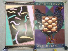 A collection of pop art and advertising posters, mostly Duffy Design Group,