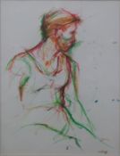 Half bust crayon/ pastel drawing of a young man, signed English and dated 86,
