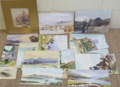 Approximately thirty five watercolours to include F M Bonnet, S Prout, a quantity by one artist,