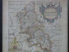 Christopher Saxton map of Bedford, 27 x 31.