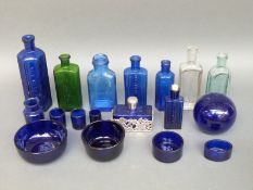 Vintage poison bottles etc to include Bristol Blue Glass etc