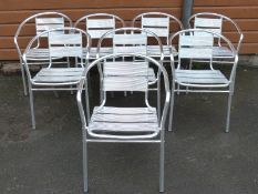 Eight aluminium garden chairs