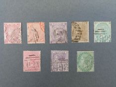 Eight used GB Queen Victoria surface printed stamps, 1355-57 with no corner letters (4d carmine,