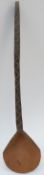 A 19th / 20thC carved African spoon / scoop with geometric decoration and ridged handle,