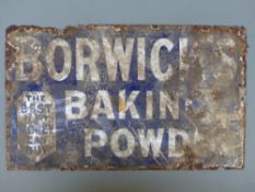Borwick's Baking Powder vintage enamel sign,