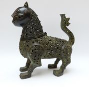 A Chinese bronze reticulated lion,