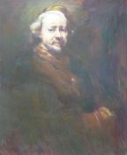 After Rembrandt van Rijn oil on board portrait of a man, 74 x 62cm,