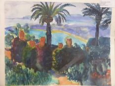 Carolyn White (1945-2013) watercolour 'Mediterranean Garden',