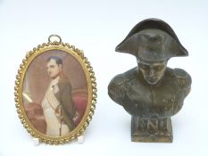 A 19thC portrait miniature of Napoleon in gilt frame, maximum diameter 9.
