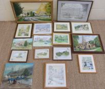 A quantity of local interest and other paintings by John M Edwards including Cheltenham and Eastnor