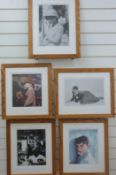 Five art posters of Audrey Hepburn in ash frames
