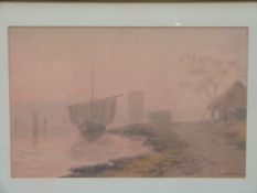 A Japanese watercolour of sailing boats signed Y Hasegawum