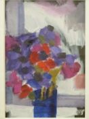 Carolyn White (1945-2013) mixed media 'Anemones in Blue Vase',