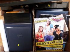 A large collection of signed glamour model photographs including framed,