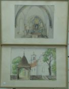 Borje Nilsson-Hugo (Swedish, 1913-1987) two watercolours of Gardslosa Church, 1964,