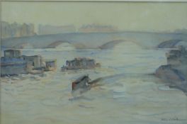 Helen Cochrane (1868-1946) watercolour 'Evening Putney Bridge 1940', signed lower right,