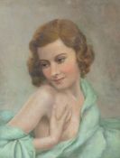 Attributed Victor F Webb (1905-1975) Cheltenham artist, oil on board of a lady baring her breast,
