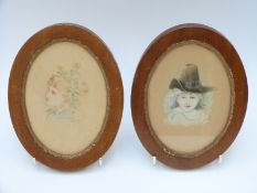 Frances Miles two portraits of women, maximum diameter 13.