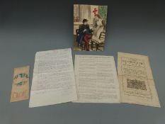 WWI ephemera including typed Army Turkish Front 