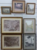 Ten framed pictures and paintings of Painswick interest, including tin and photos dated 1928,