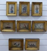A set of eight early 19thC Chinese watercolours on rice paper of Chinese officials / emperors,
