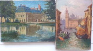 J P Trafford oil on canvas Venetian scene, signed and dated '91 lower right,