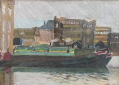 Carolyn White (1945-2013) pastel 'Gloucester Docks', monogrammed and dated 84 lower right,