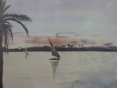 Patrick Procktor signed limited edition print 51 / 500, sailing boats at sunset,