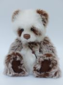 Charlie Bears Teddy bear Jed with two-tone white and brown tipped mohair,