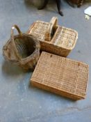 Three wicker baskets