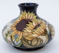 Moorcroft vase of squat form in Sandbach Bouquet pattern, by Vicky Lovatt, 10cm tall,