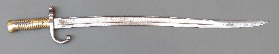 French 1866 Yataghan bayonet with brass handle,