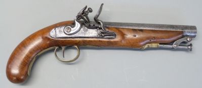 Flintlock hammer action private purchase New Land pattern pistol with engraved lock,