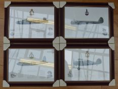 Four Air Force pictures comprising DeHavilland Mosquito, Handley Page Halifax,