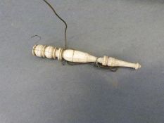 A 18th /19thC carved and turned Indian ivory ceremonial fly whisk presented by a Maharajah to Major