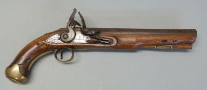 Thomas Mortimer of London flintlock pistol with named lock stamped 1802,
